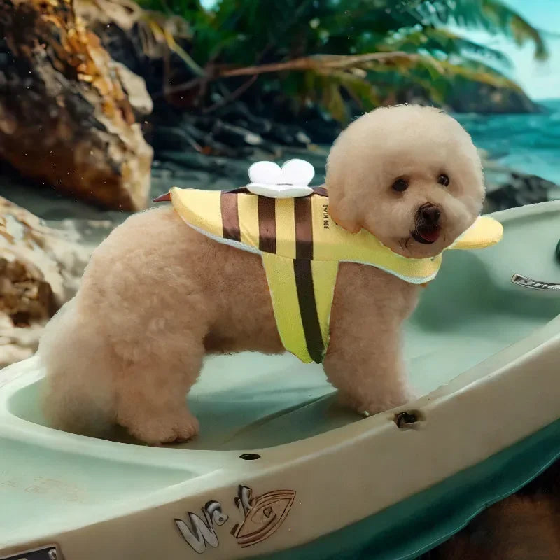 2025 Summer Dog Swimsuit & Life Jacket - Cute Bee Swim Vest, Waterproof Pet Safety Harness for Pool/Beach, Puppy Swimwear