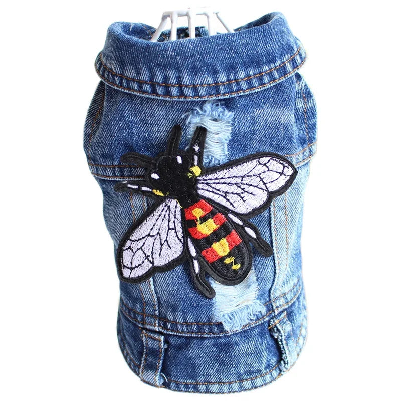 Pets Dogs Jeans Coat Jacket Towable Denim Vest Cat Puppy Spring/Autumn Clothes Apparel