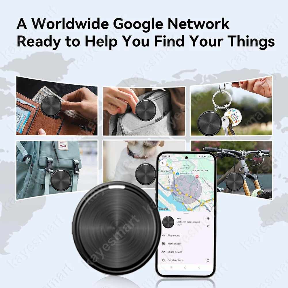 Smart Tracker Tag Bluetooth Locator Anti-Lost Device Mobile Pet Elderly Kids Finder Works With Android Google Find My Device App