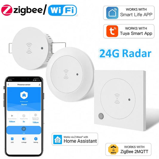 Tuya Zigbee/WIFI Human Presence Detector Smart Human Body Sensor 24GmmWave Radar Microwave Motion Sensor Intensity Detect 2mqtt