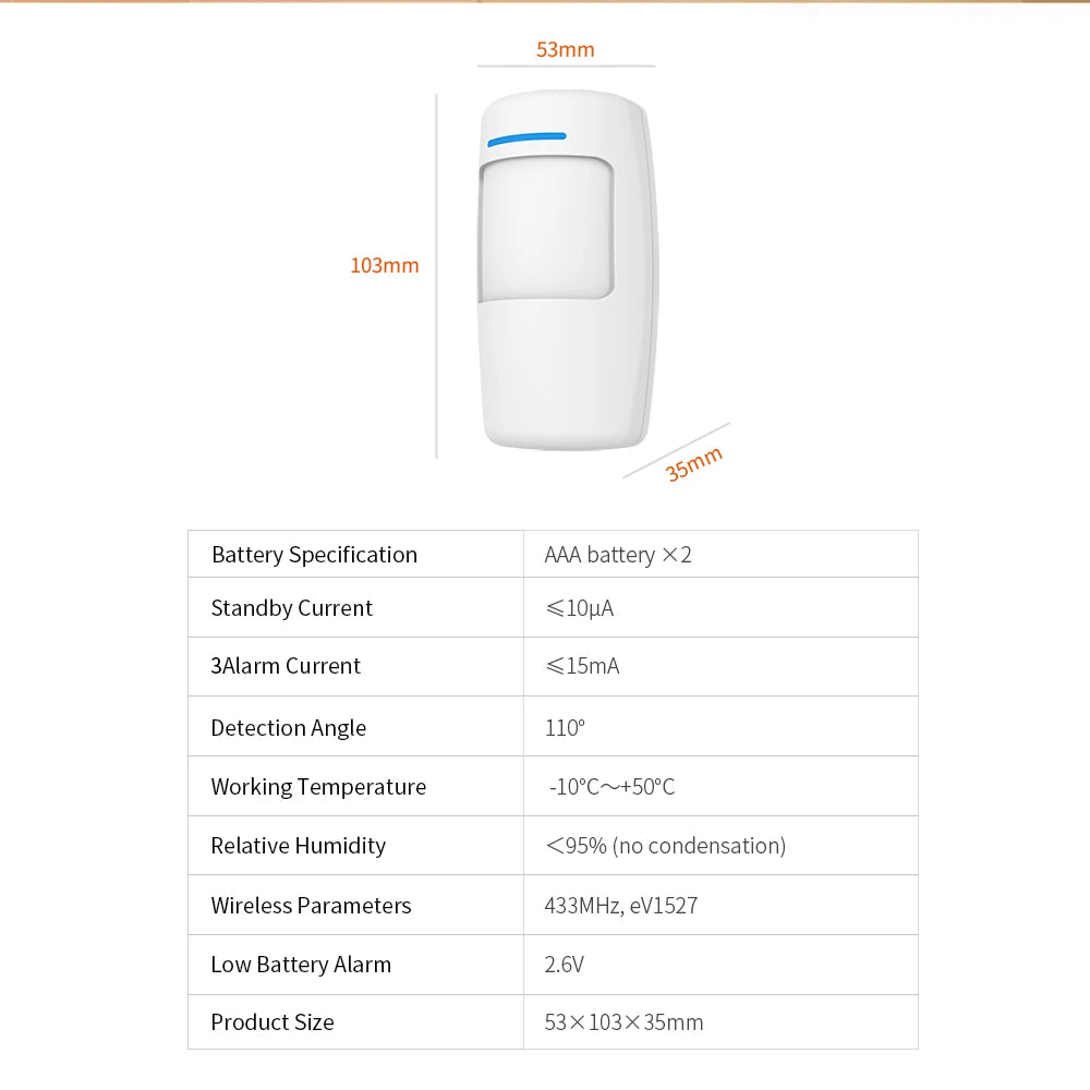 Staniot Smart Wireless PIR Motion Detector Human Body Infrared Home Security Burglar Alarm Sensor 433Mhz For Anti-Theft Panel