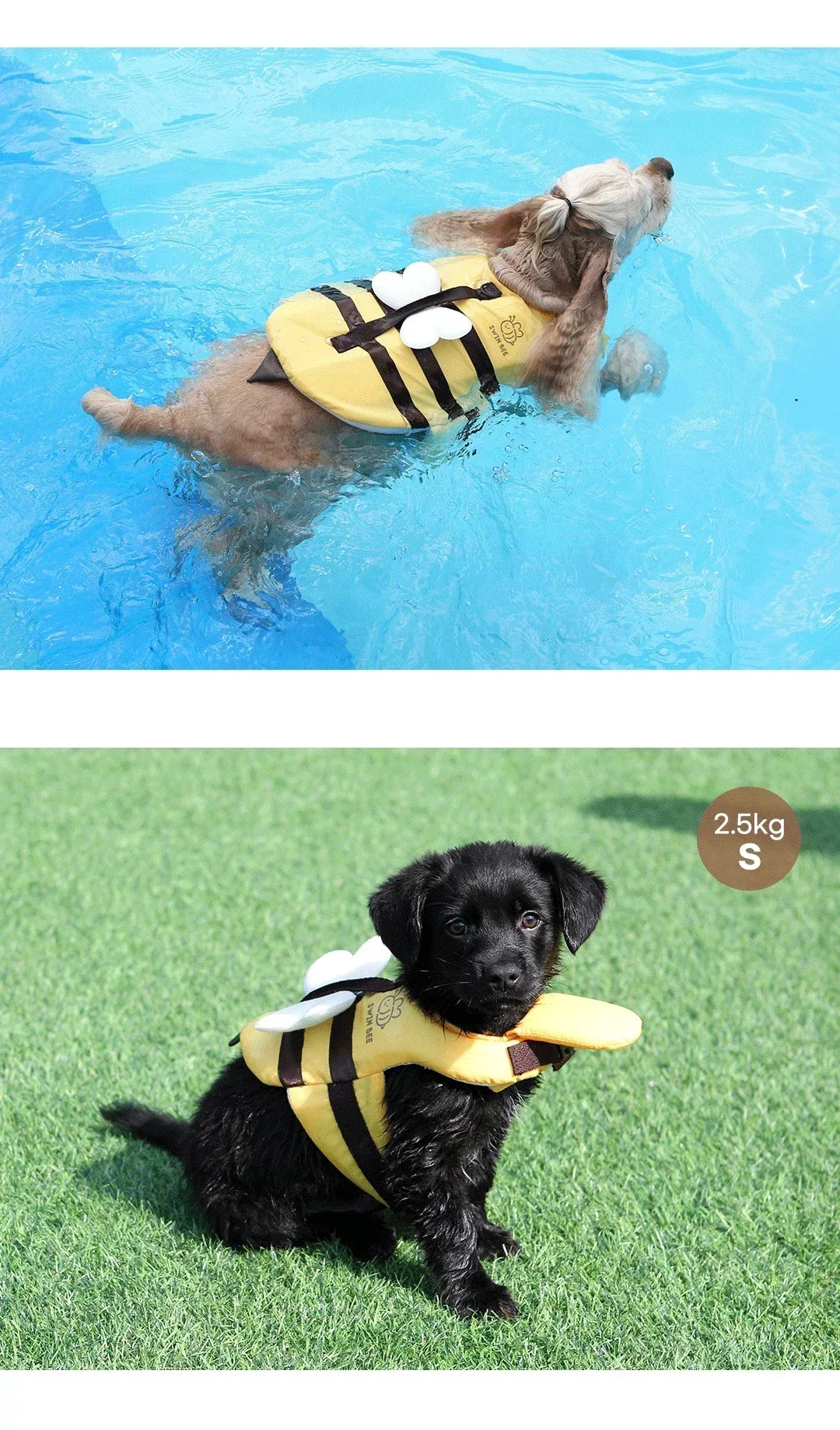 2025 Summer Dog Swimsuit & Life Jacket - Cute Bee Swim Vest, Waterproof Pet Safety Harness for Pool/Beach, Puppy Swimwear