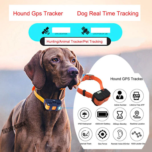 Pet Tracker Gps Collar for Dogs Gps Tracking  Animal Real Time Tracking IP67 Waterproof Hound Locator for Medium Large Dogs