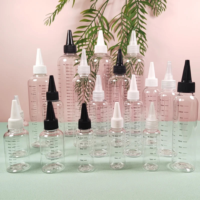 5Pcs 30/60/100/120/250/500ml PET Plastic Ink Bottles Empty Dropper Bottles With Screw-On Lids Squeezable Liquid Oil Container