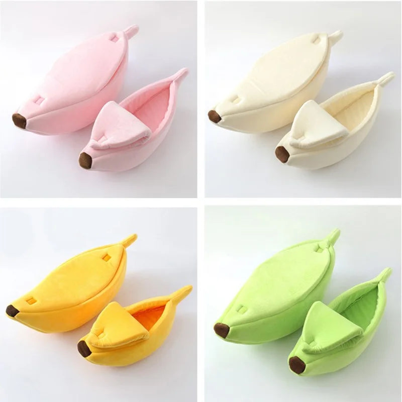 Banana Cat Bed House Cute Funny Cozy Cat Mat Beds Warm Durable Portable Pet Basket Kennel Dog Cushion Cat Supplies Multicolor