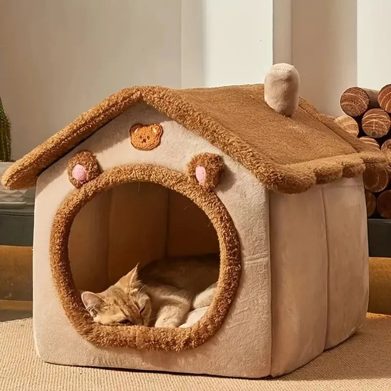 NEW Four seasons cat nest in winter warm closed dog house seat cushion removable dog bed creative soft winter warm cat nest