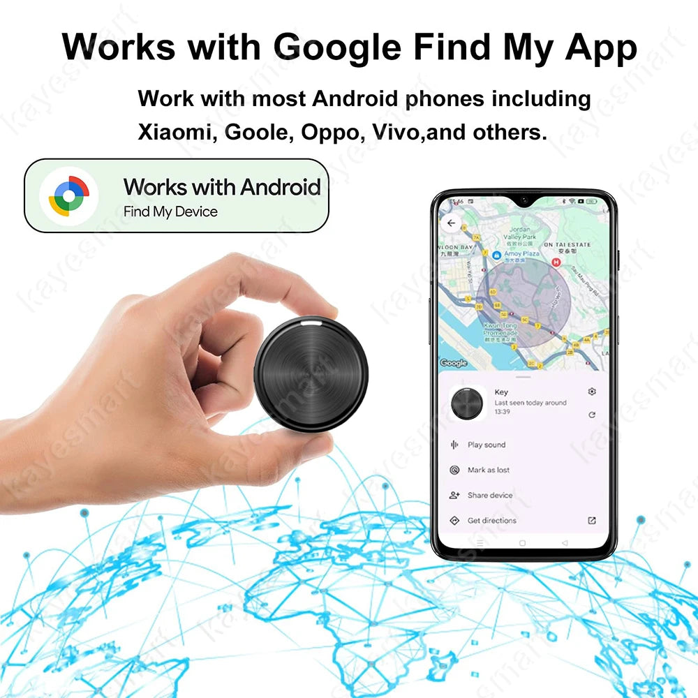 Smart Tracker Tag Bluetooth Locator Anti-Lost Device Mobile Pet Elderly Kids Finder Works With Android Google Find My Device App