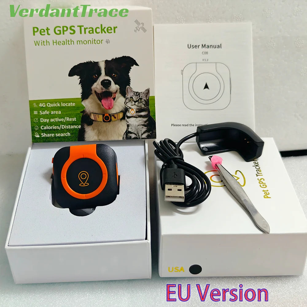 4G GPS Tracker Dog Cat IP67 Waterproof Pet Tracker Geo-fence Dog Collar Monitor Real Time GPS Sports Tracking Health Monitoring