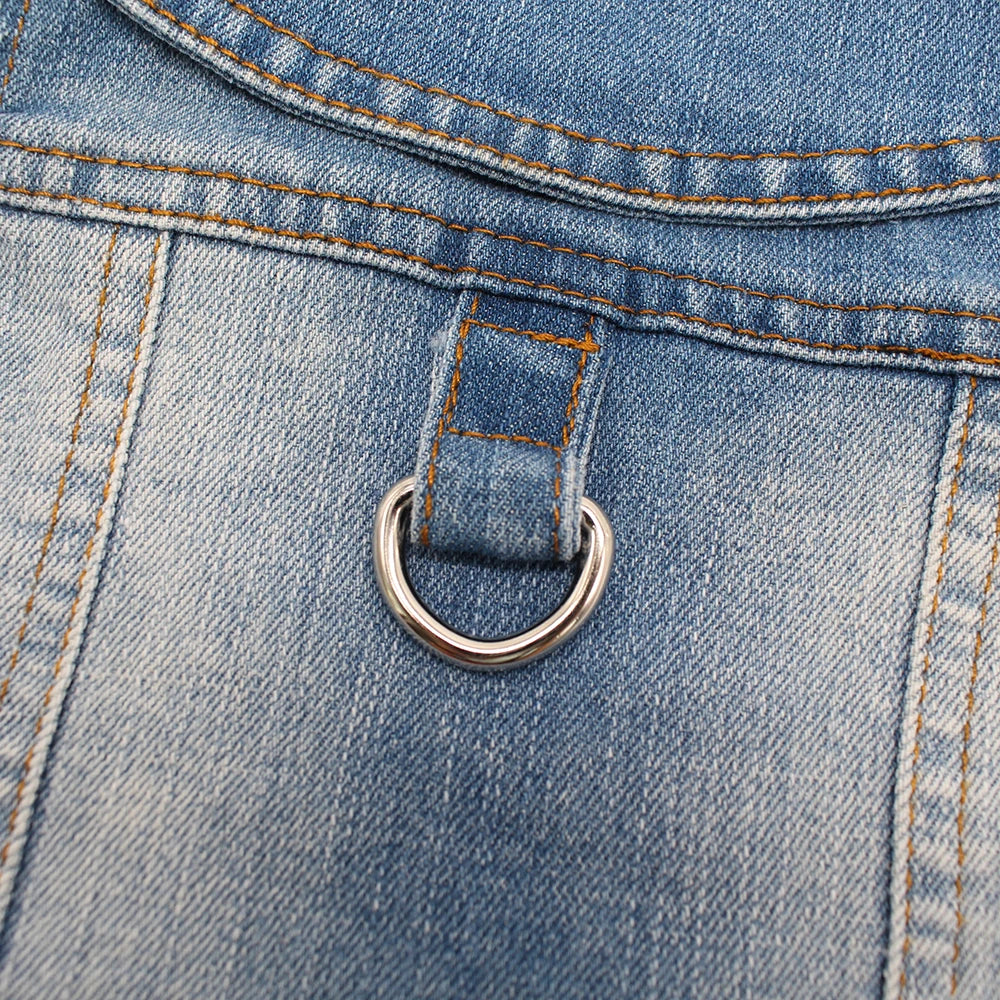 2024 New Thin Pet Dog Jeans Jacket Puppy Denim Clothes with Dog Leash Traction Buckle Cool Harness Vest for Small Medium Dogs