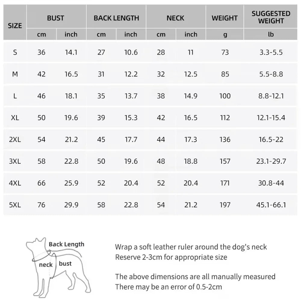 Warm Waterproof Cotton Winter Dog Jacket Vest for Small to Large Dogs Puppy French Bulldog Chihuahua York Pet Costume