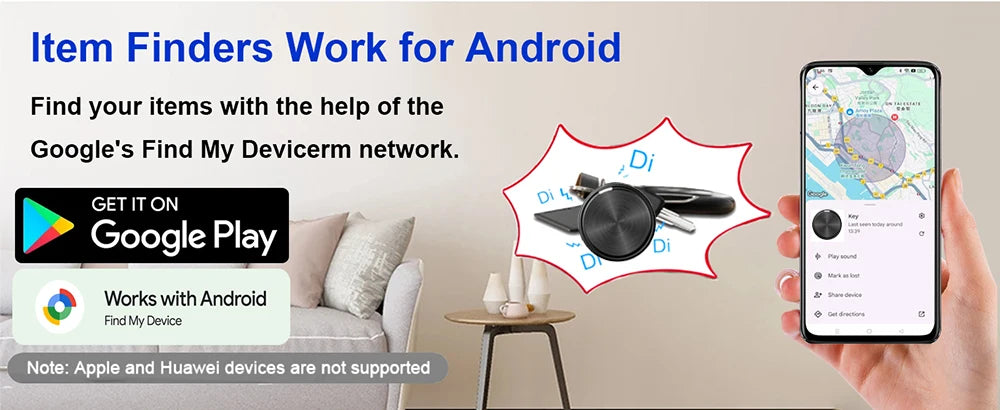 Smart Tracker Tag Bluetooth Locator Anti-Lost Device Mobile Pet Elderly Kids Finder Works With Android Google Find My Device App