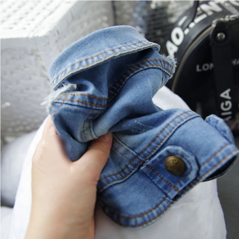 Pet Clothes Denim Dog Costume Summer Cowboy Vest Daisy Shirt Jeans Jacket Puppy Clothing for Chihuahua Yorkies