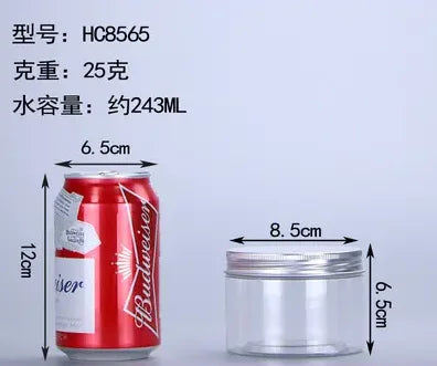 Wholesale 10/30/50pcs Empty Plastic Clear Cosmetic Jars PET Food Jar Makeup Container With Silver aluminum lid Seal Food Cans