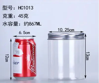 Wholesale 10/30/50pcs Empty Plastic Clear Cosmetic Jars PET Food Jar Makeup Container With Silver aluminum lid Seal Food Cans