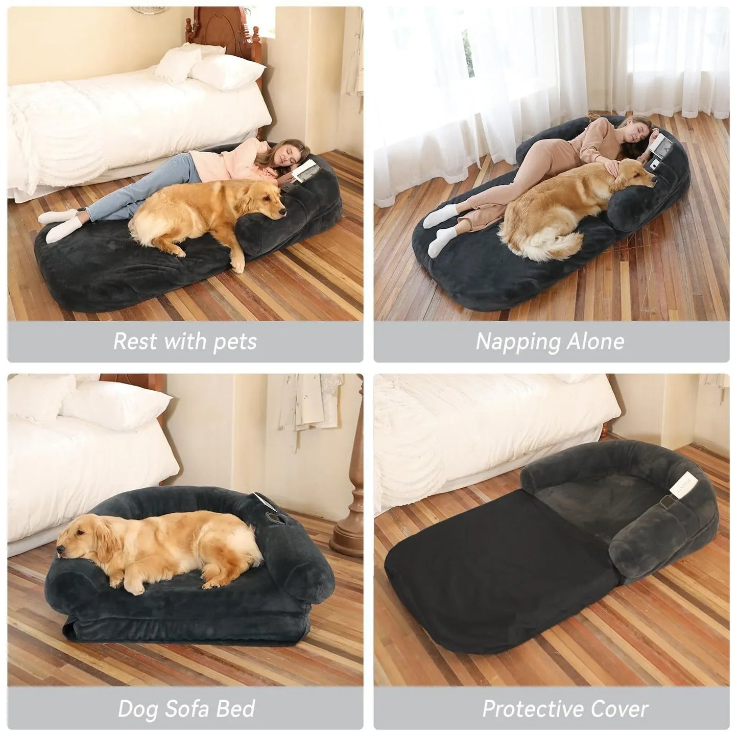 Human Pet Sofa Removable Washable Convenient Unfolding Large Dog Bed Plush Human Pet Sharing Kennel Soft Dog Cushion
