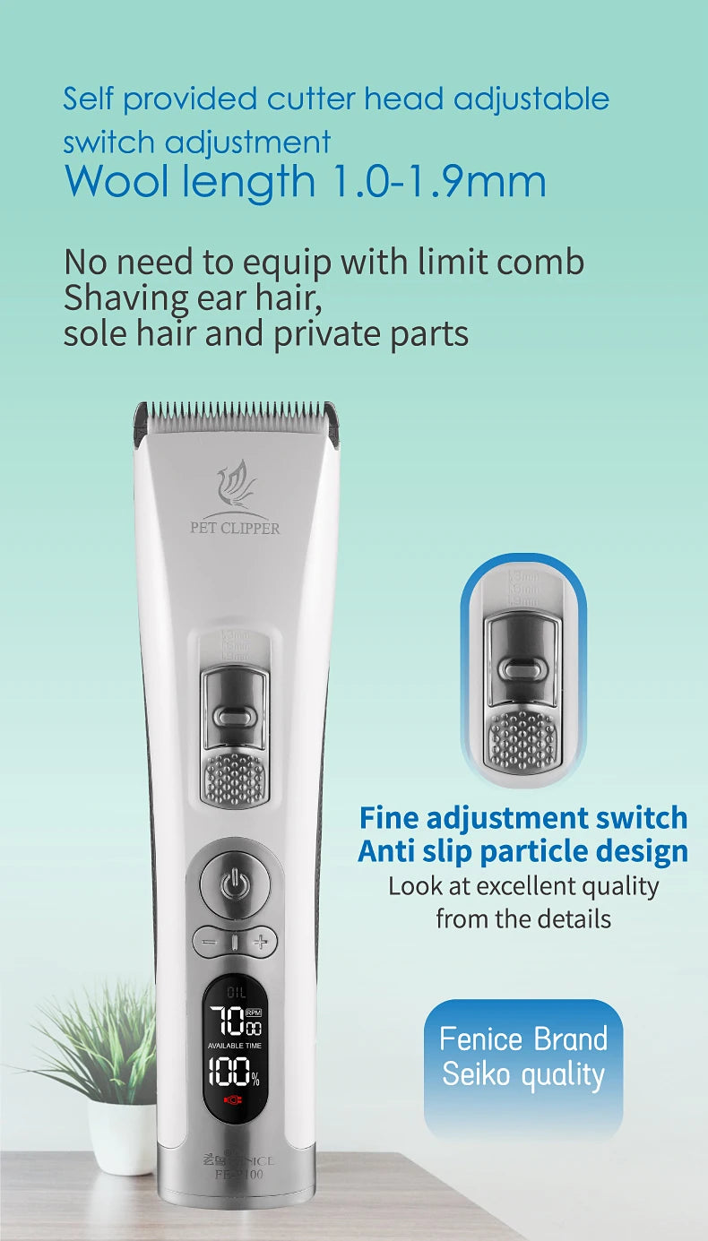 Fenice Electrical Pet Clipper Machine Dog Hair Clippers Grooming Animals Haircut Trimmer Shaver Set Pets Cordless Rechargeable