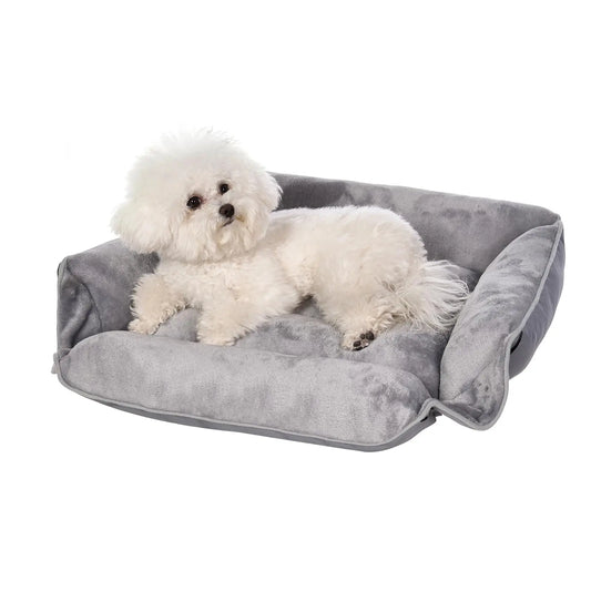 4-in-1 Transformable Pet Bed - Flannel Sofa & Mattress for Small/Medium/Large Dogs & Cats, Washable Grey