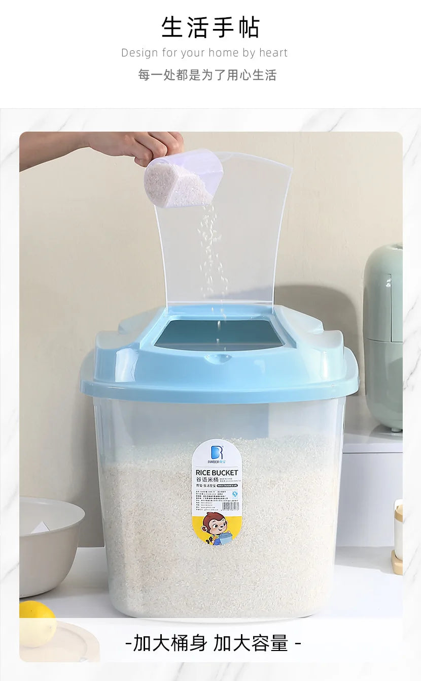 Rice Storage Container 25kg Airtight Dog Pet Dry Grain Rice Food Storage Containers With Insect-resistant Lid Large