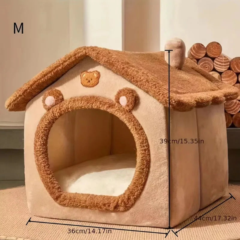 NEW Four seasons cat nest in winter warm closed dog house seat cushion removable dog bed creative soft winter warm cat nest