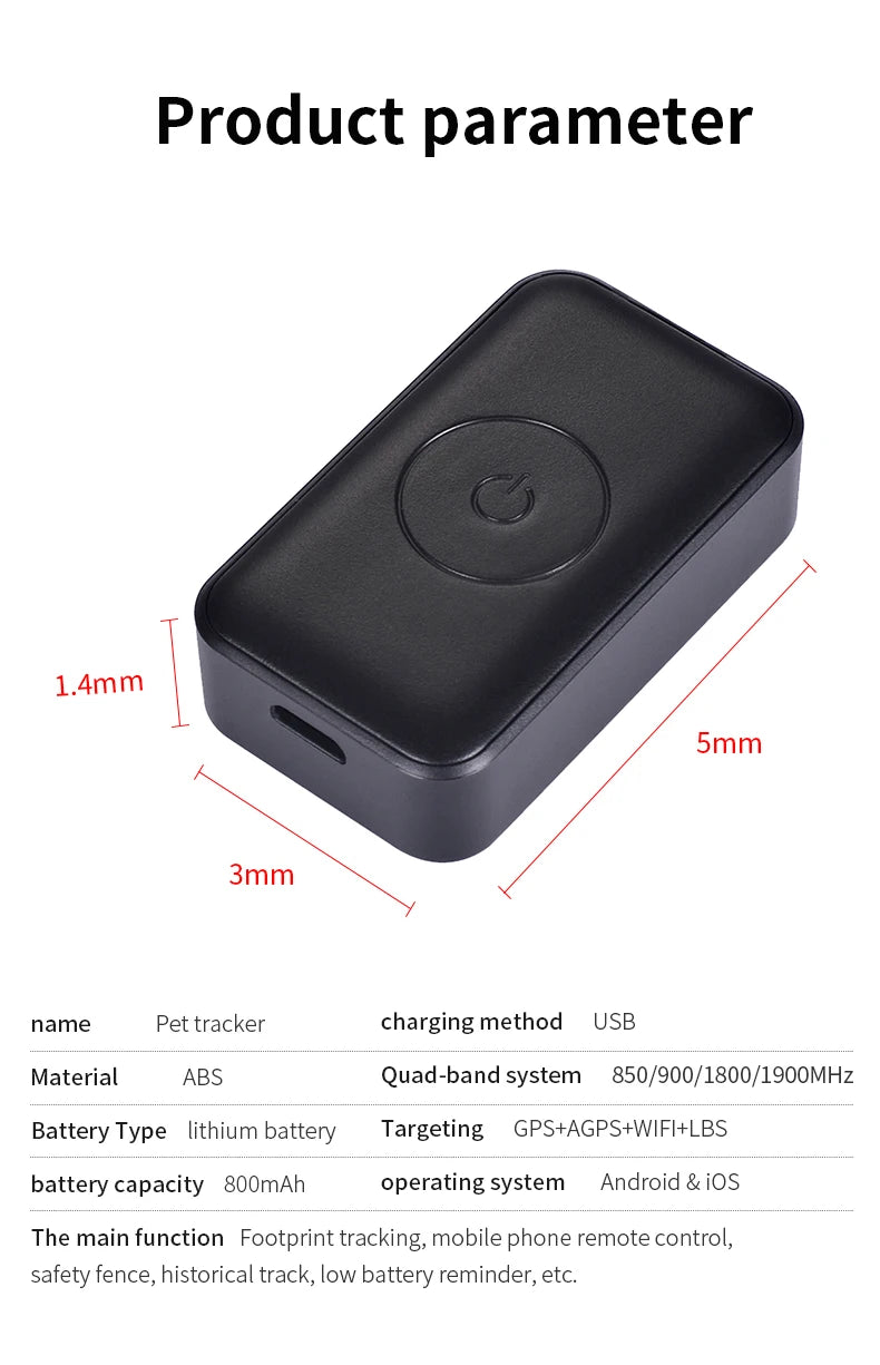 Waterproof Pet GPS Tracker, Location Adjustable Collar, Real-Time Call, Remote Control GPS Locator for Cats and Dogs, GSM, AGPS,