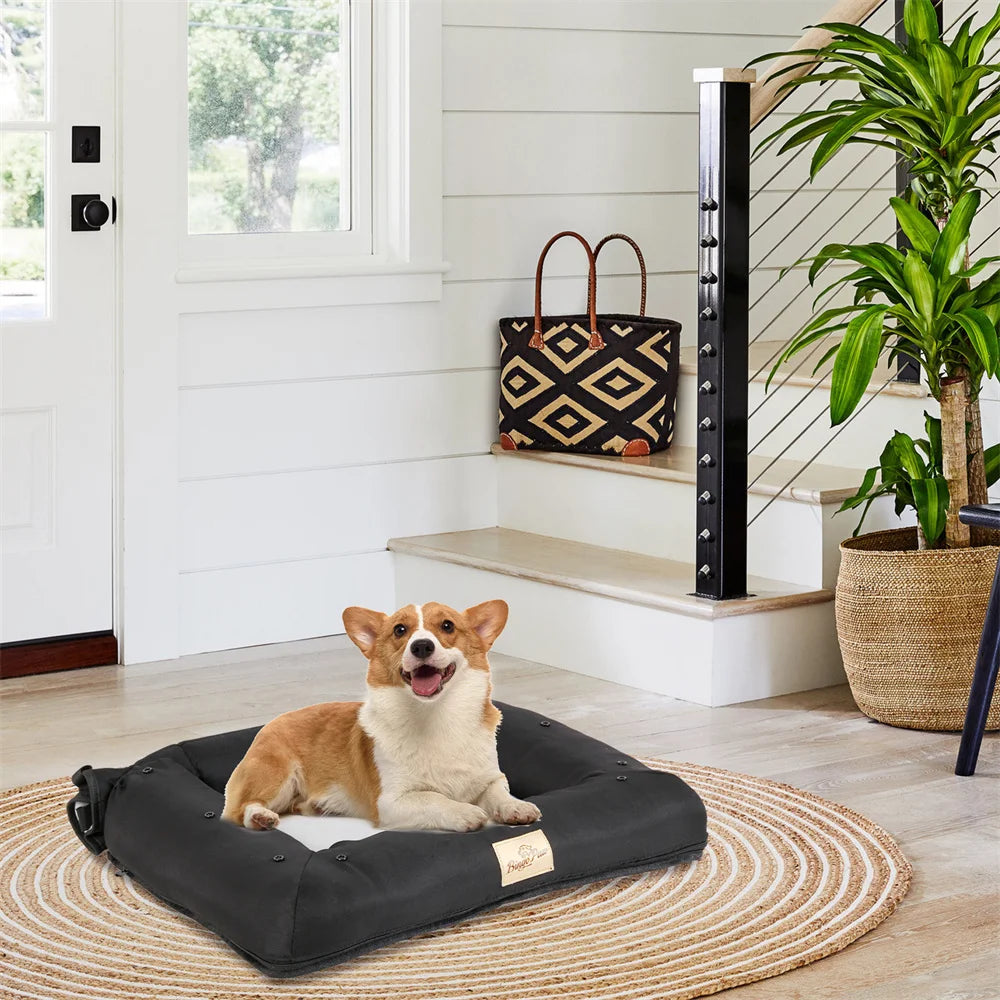 Portable Dog Car Seat Bed Pet Booster Car Seat Travel Carrier Seat with Clip-on Safety Belt Waterproof Basket Protector Cushion