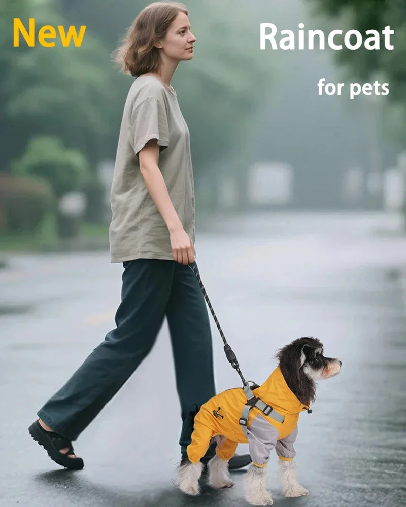 Pet Dog Waterproof Coat Puppy Hooded Jacket for Rainy Day Outdoor Dog Raincoat Reflective Clothes for Small Medium Large Dogs