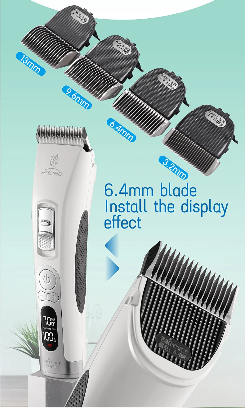 Fenice Electrical Pet Clipper Machine Dog Hair Clippers Grooming Animals Haircut Trimmer Shaver Set Pets Cordless Rechargeable