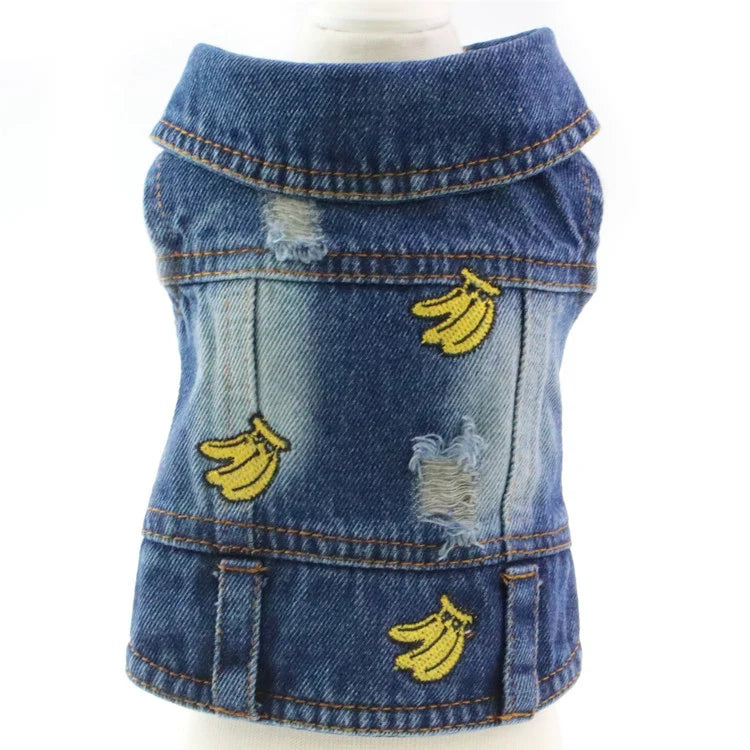 Stylish Embroidery Design Pet Denim Coat Dog Clothes, Puppy Clothing, Spring Cowboy Jacket, Jeans for Small and Medium Dogs