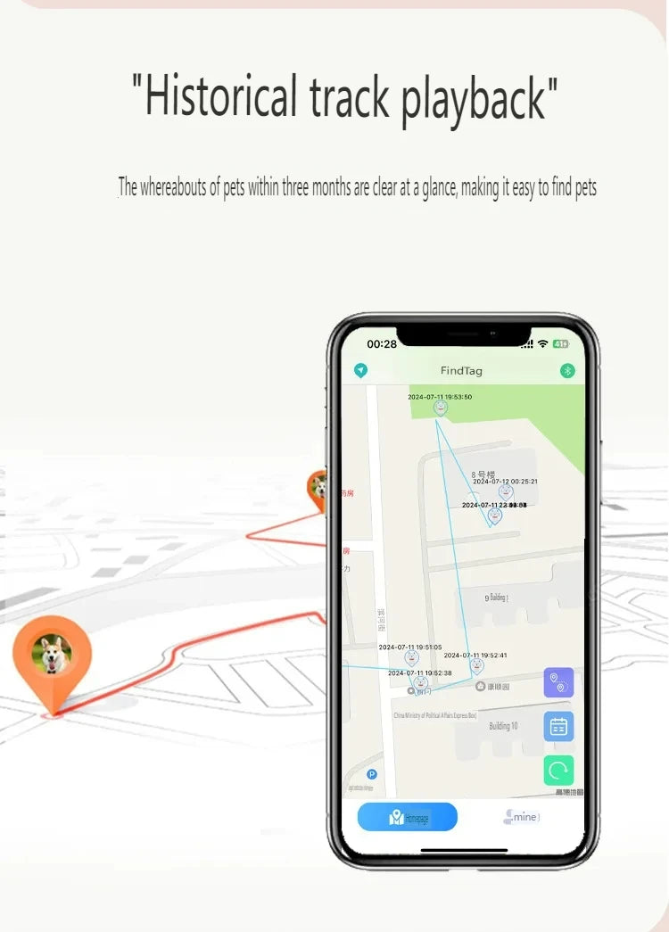 GPS Tracker for Dogs & Cats Tracking GPS Collar Waterproof Anti-Lost Device iOS Android APP Findtag
