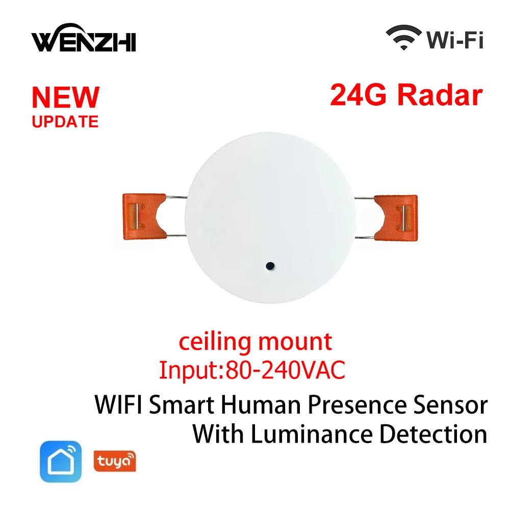 Wifi/ZigBee 5.8/24G MmWave Radar Human Presence Motion Sensor With Luminance/Distance Detection Tuya Smart Life Home Automation