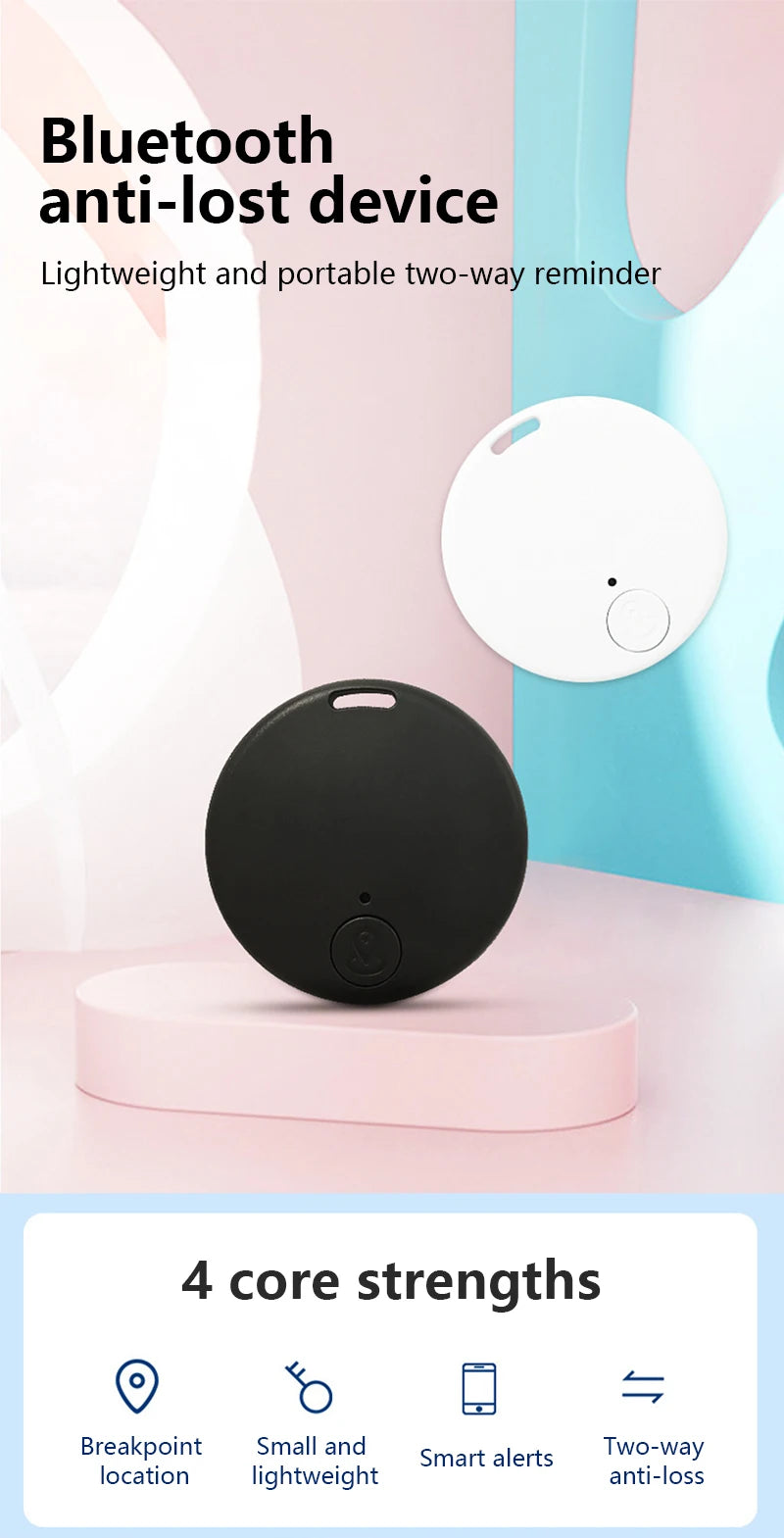 Bluetooth 5.0 Anti-lost Pet Finder Ios/android Locator Cat And Dog Mobile Wallet Child Safety Two-way Alarm Key Tracker