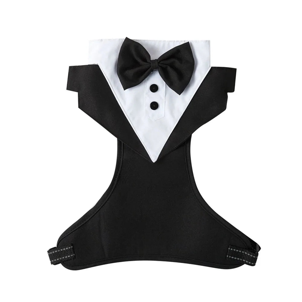 Dog Tuxedo Costume Formal Shirt Dog Wedding Black Jacket Suit Pet Puppy Prince Ceremony Bow Tie Suit Small Dogs Cat Vest Clothes