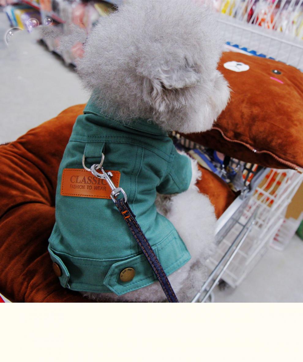Spring Dog Suit Outfits Denim Coat Clothes with D Leash Ring for Small Medium Dogs Puppies Pet Color Jean small Dog Costume