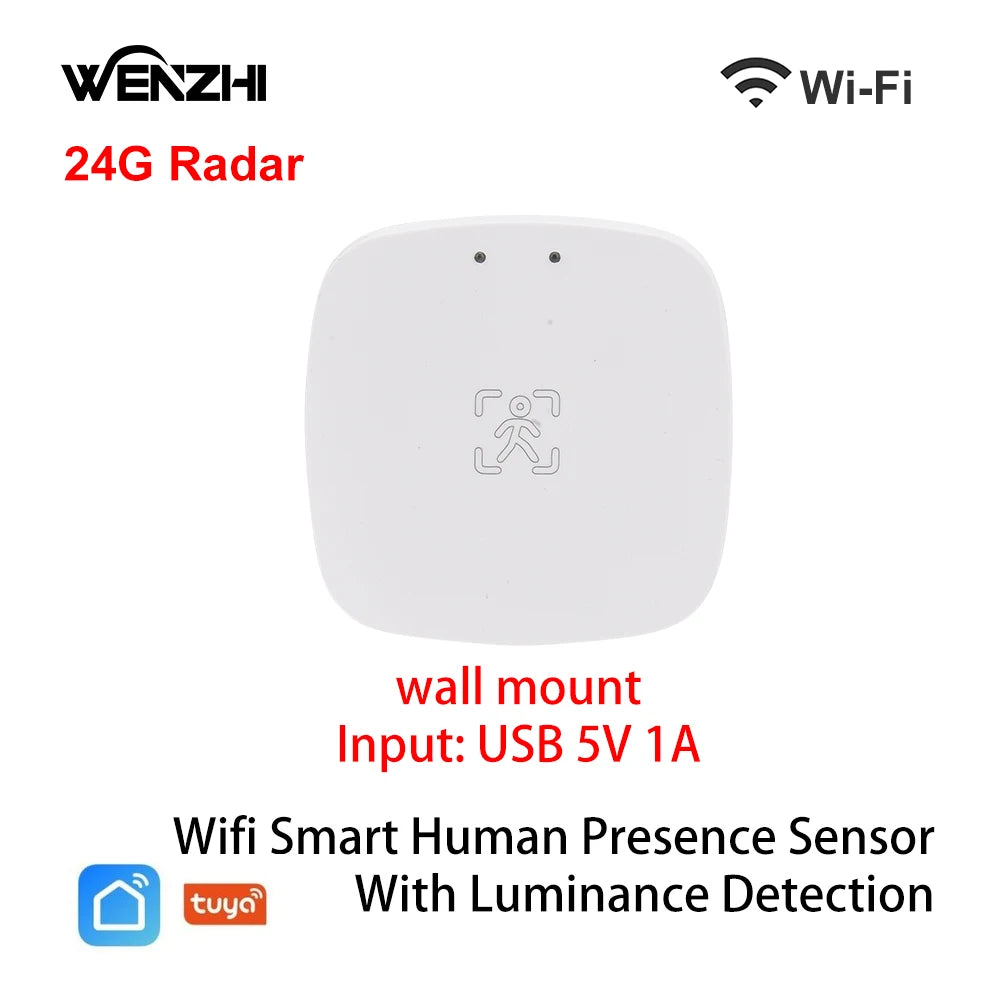 Wifi/ZigBee 5.8/24G MmWave Radar Human Presence Motion Sensor With Luminance/Distance Detection Tuya Smart Life Home Automation