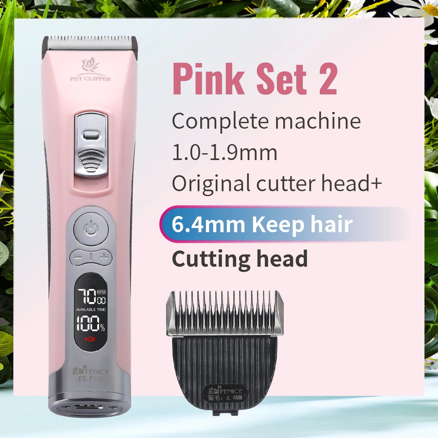 Fenice Electrical Pet Clipper Machine Dog Hair Clippers Grooming Animals Haircut Trimmer Shaver Set Pets Cordless Rechargeable