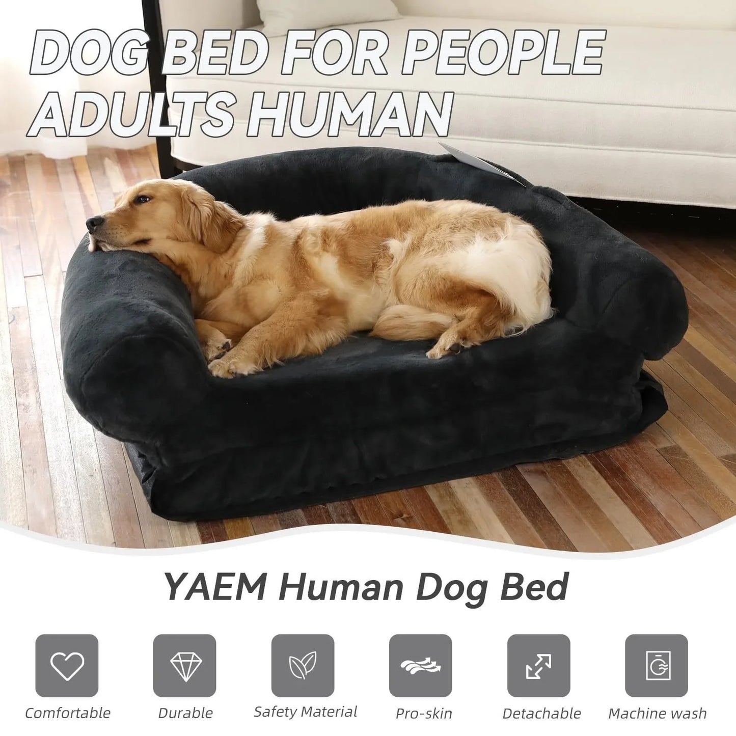 Human Pet Sofa Removable Washable Convenient Unfolding Large Dog Bed Plush Human Pet Sharing Kennel Soft Dog Cushion