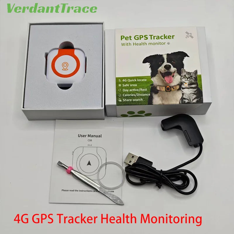 4G GPS Tracker Dog Cat IP67 Waterproof Pet Tracker Geo-fence Dog Collar Monitor Real Time GPS Sports Tracking Health Monitoring