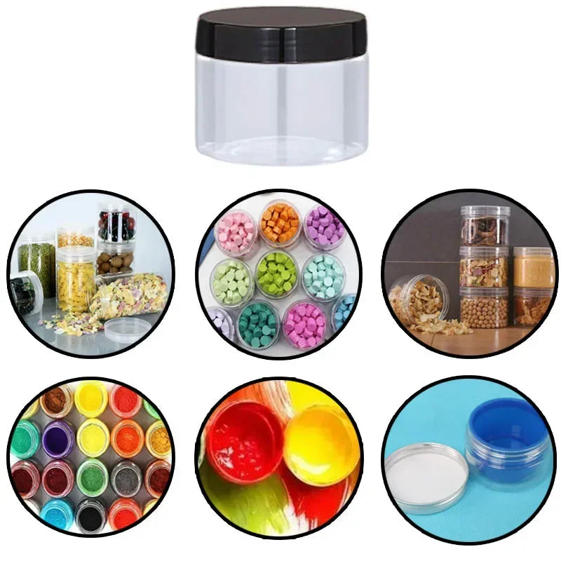 30Pcs 80-200ml Plastic Clear Jars With Screw Lid PET Round Eye Cream Containers Refillable Makeup Bottles Travel Accessories