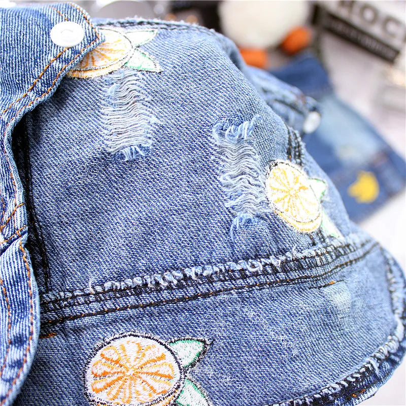 Pet Clothes Denim Dog Costume Summer Cowboy Vest Daisy Shirt Jeans Jacket Puppy Clothing for Chihuahua Yorkies