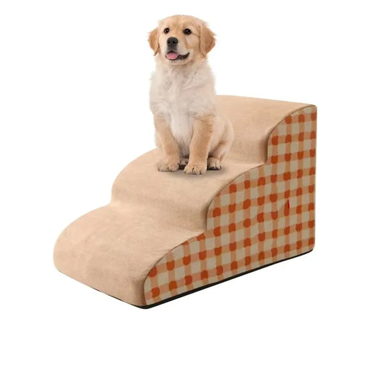 Pet Stairs 2-4 Step Dog Ramp Anti Slip Detachable Memory Foam Sofa Couch Steps for Large Dogs Washable Non Collapse