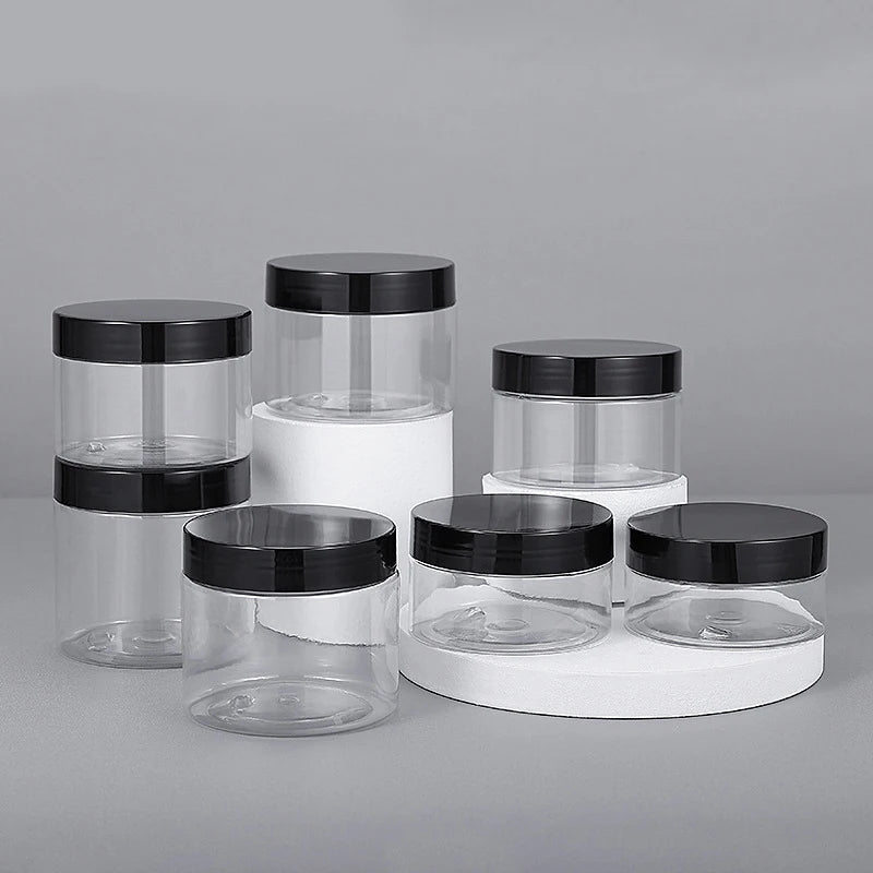 30Pcs 80-200ml Plastic Clear Jars With Screw Lid PET Round Eye Cream Containers Refillable Makeup Bottles Travel Accessories