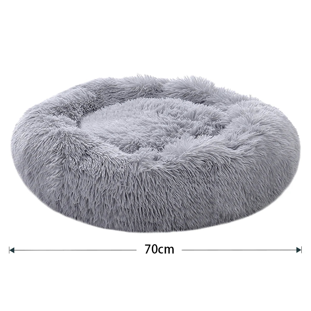 70CM Donut-Shaped Plush Pet Cuddler Bed Machine Washable Anti-Slip for Dog&Cat House Winter Warm Sleeping