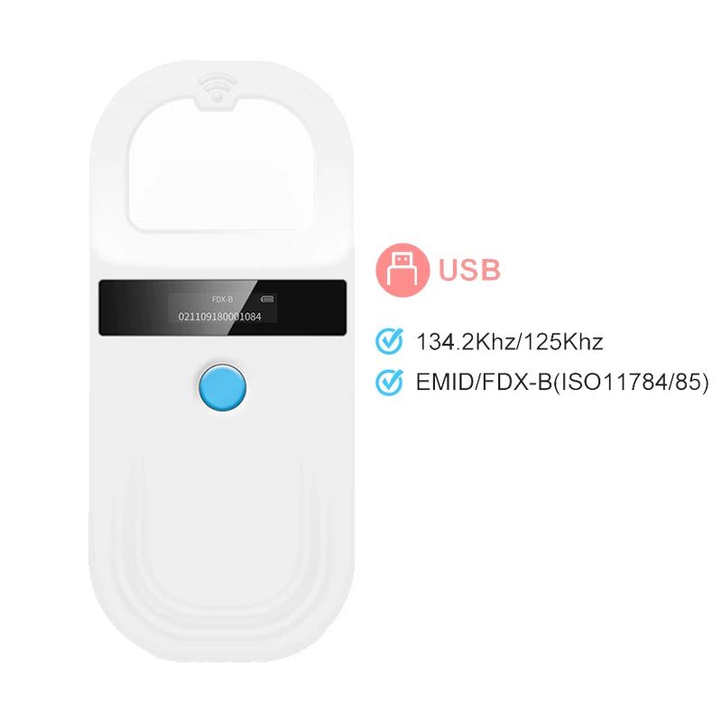Pet ID Chip Digital Scanner USB RFID Dog Cat Animal Handheld 134.2KHz Identification Tag Card Reader Chip