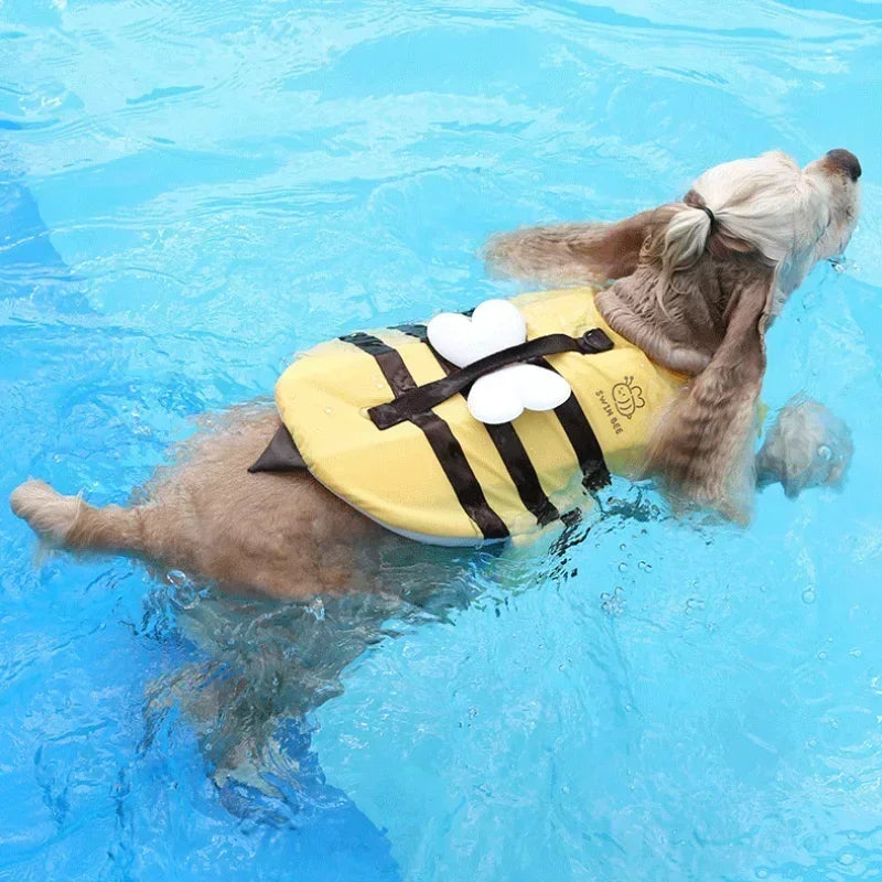 2025 Summer Dog Swimsuit & Life Jacket - Cute Bee Swim Vest, Waterproof Pet Safety Harness for Pool/Beach, Puppy Swimwear