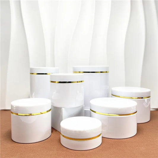 10/30/40pcs 50-500ml  PET Plastic Jar With White Lids Screw Container Empty Cosmetic Cream Powder Makeup Storage Jar Pot Bottle