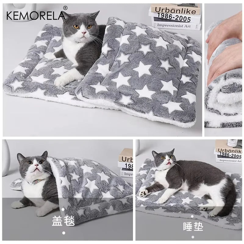 KEMORELA Flannel Pet Sleeping Mat Dog Bed Cat Litter Puppy Bed Dog SofaMattress Cushion for Small Large Dog Blanket Pet Supplies