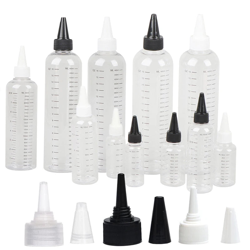 5Pcs 30/60/100/120/250/500ml PET Plastic Ink Bottles Empty Dropper Bottles With Screw-On Lids Squeezable Liquid Oil Container
