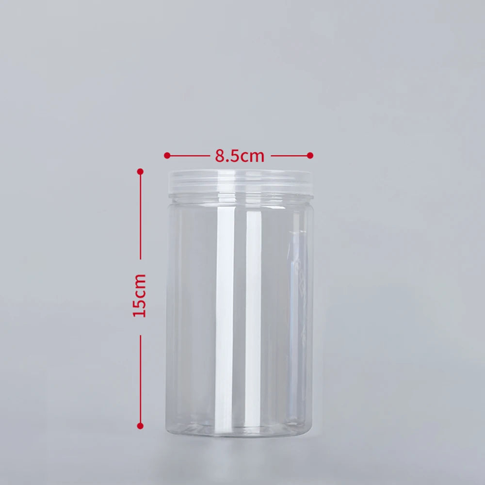 10pcs 500ml 1000ml Plastic Food Jar with Lid PET Seal Pot Empty Food Canister Storage Container Travel