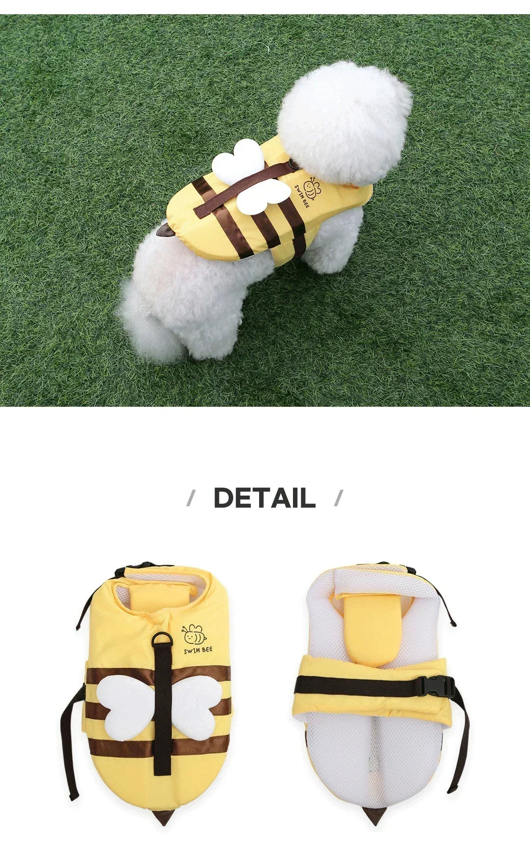 2025 Summer Dog Swimsuit & Life Jacket - Cute Bee Swim Vest, Waterproof Pet Safety Harness for Pool/Beach, Puppy Swimwear