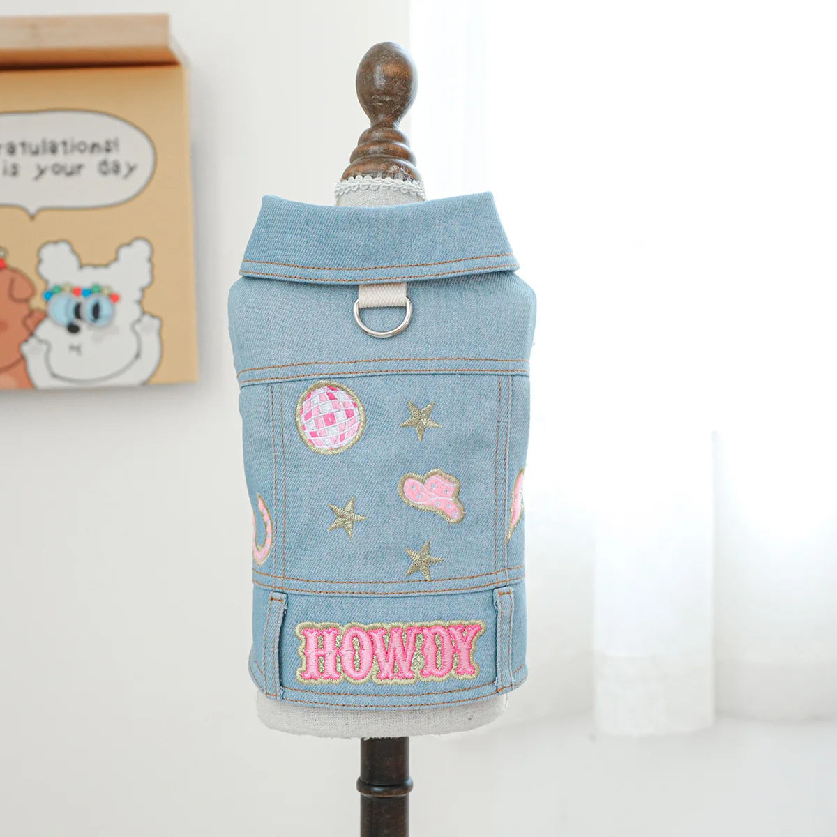 Pet Clothing Spring And Autumn Handsome Cool Cowboy Coat Suitable Cute Rock Roll Denim Clothing for Small and Medium sized Dogs